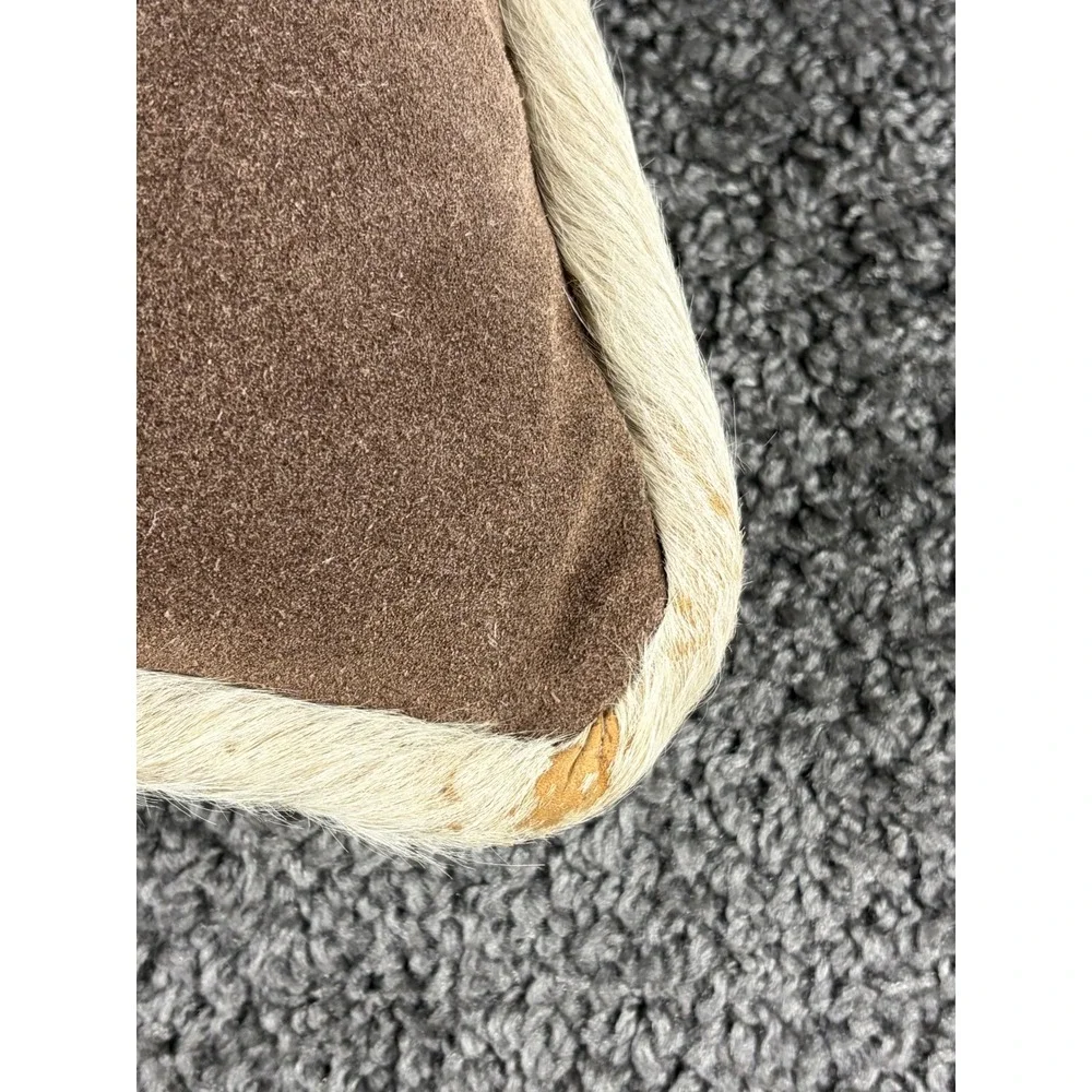 Stetson Leather Throw Pillow Set of 3 Western Cowhide Hair on Hide Brown Tan